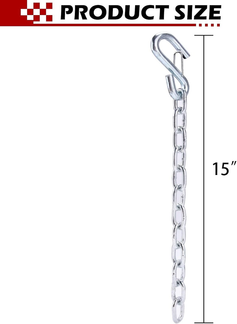 Verplexter 15-Inch Towing Safety Chain - Tie Down Trailer Safety Chains with Hooks Boat Safety Kit - Image 2